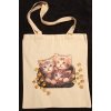 Plátěná taška s dlouhýma ušima 64 cm  přírodní 41cm x 39cm motiv koťátka