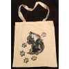 Plátěná taška s dlouhýma ušima 64 cm  přírodní 41cm x 39cm motiv kočka