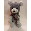 Medvídek háčkovaný šedočerný, výška 30 cm