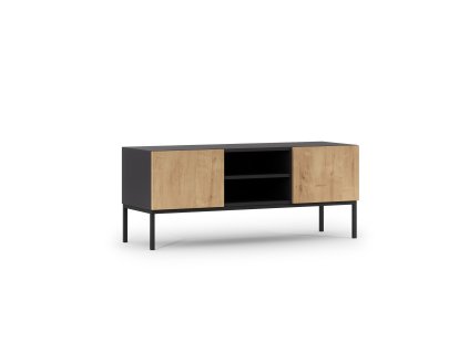 Lanzzi 120 TV skříňka Matná černá/Řemeslný dub Czarny Mat, Dąb Artisan (Varianta Lanzzi 120 TV skříňka Matná černá/Řemeslný dub Czarny Mat, Dąb Artisan)