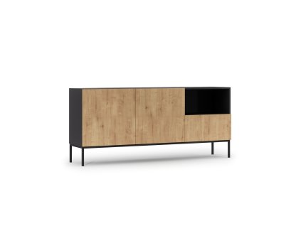 Lanzzi 180 Komoda Matná černá /Řemeslný dub Czarny Mat, Dąb Artisan (Varianta Lanzzi 180 Komoda Matná černá /Řemeslný dub Czarny Mat, Dąb Artisan)