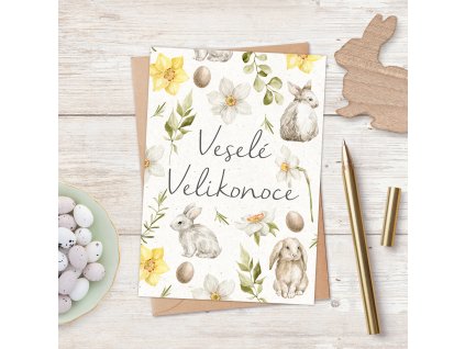 Velikonoční přání s obálkou - Veselé Velikonoce
