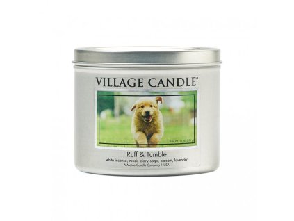 Village Candle Vonná svíčka v plechu Štěňátko - Kadidlo, Šalvěj & Levandule