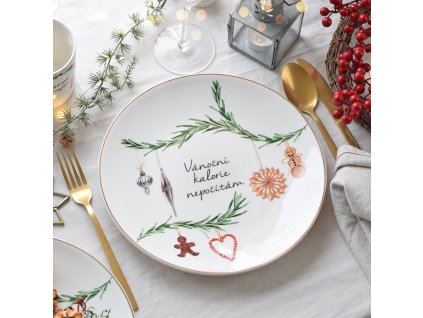 Porcelánový talíř - Vánoční kalorie nepočítám (kolekce Kouzlo Vánoc)