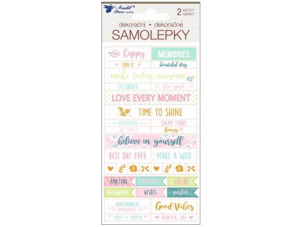 Samolepky s texty - diář s ražbou 2 archy, 17 x 9 cm