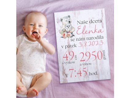 Cedulka ke dni narození - Pro holčičku