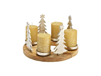 Dřevěný adventní svícen se stromečky