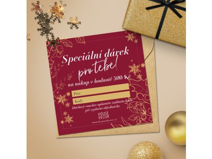 Vánoční  dárkový voucher s obálkou - hodnota 500 Kč