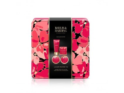Baylis & Harding Boudoire Sada péče o tělo v plechové dóze - Třešňový květ, 4ks
