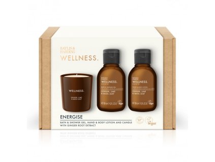 Baylis & Harding Wellness Sada péče o tělo se svíčkou - Zázvor, Citron & Bazalka, 3ks