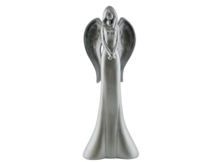 Designový anděl - stříbrný, 35 cm
