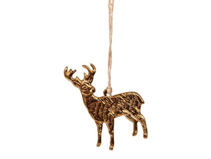 Zlatý vánoční sob na zavěšení - 8x6,5 cm