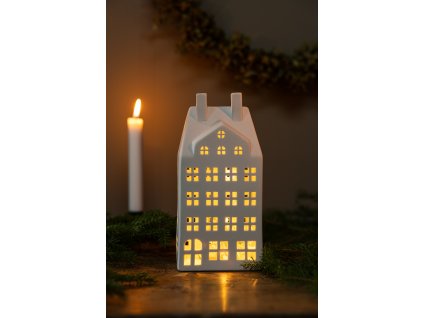 Keramický domeček - svícen - Scandi - 22 cm