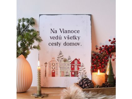 Vánoční cedule - Cesty domů s domečky - Slovenská verze