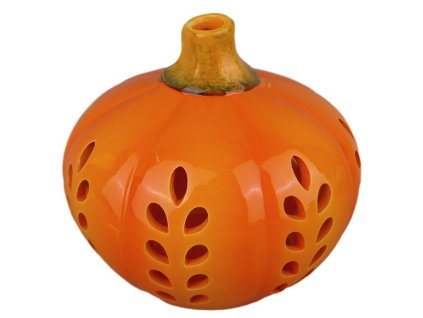 Svícen keramická dýně 15 x 14 cm, oranžový