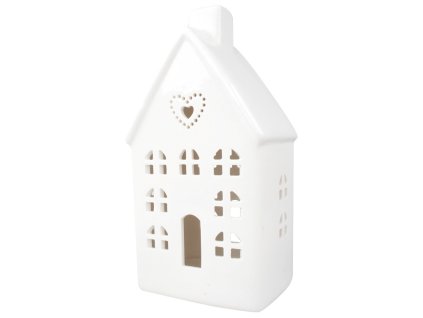 Domek porcelánový srdce s LED 19 cm