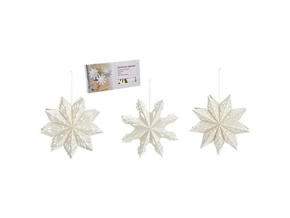 Set papírových vloček na zavěšení - 22x22x6cm