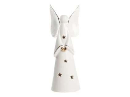 Bílý porcelánový andílek - 23,2CM