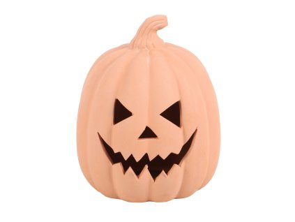 Podzimní keramická dekorace - strašidelná dýně, 15 cm