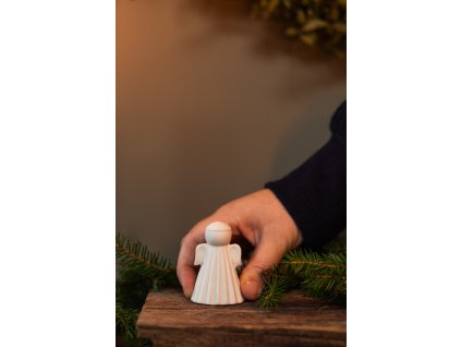 Malý keramický anděl - 4 x 2 x 6 cm, bílý