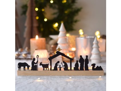 Adventní svícen - Betlém - kov, dřevo