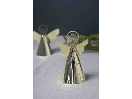 Zlatý dekorativní anděl - kov, 11 cm