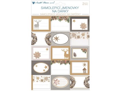 Samolepicí jmenovky na dárky s glitry 20 x 31,5 cm, 2 archy