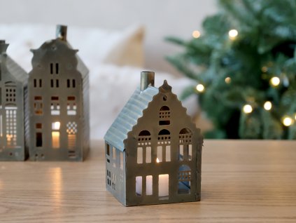 Kovový domeček na čajovou svíčku - 12,5 cm