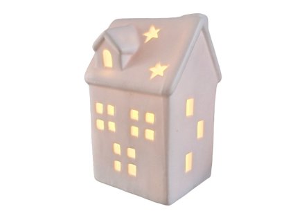 Domek z porcelánu s LED 7 x 11,5 cm