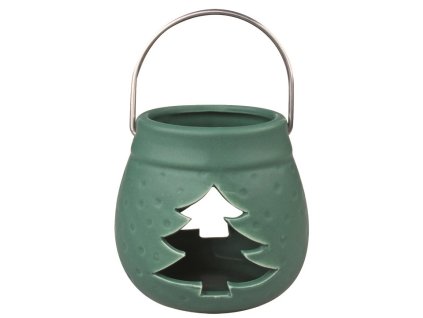 Svícen se stromem porcelánový 8 x 8 cm zelený
