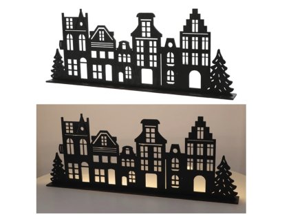 LED vesnička - černá, 57cm