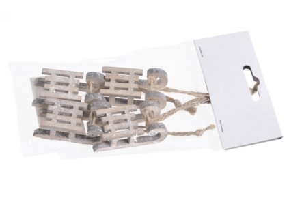 Mini sáně 5 cm (4 ks) - přírodní
