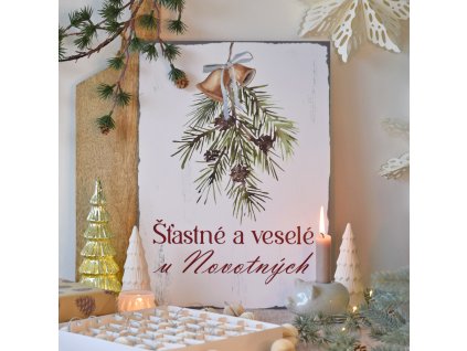 Cedule s větvičkou a příjmením