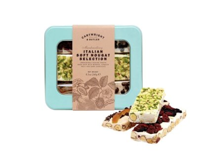 Cartwright & Butler - Italian Soft Nougat Selection Nugátové mandlové tyčinky v plechové dóze, 240 g