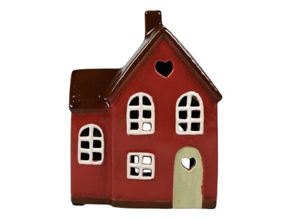 Červený domeček na čajovou svíčku - 15x12 cm