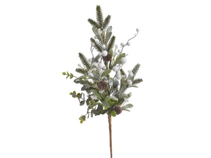 Zasněžená větvička s bílými bobulemi 50 cm