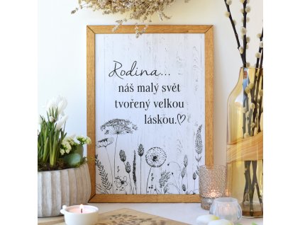 Luční cedule s rámem - Rodina... svět tvořený láskou