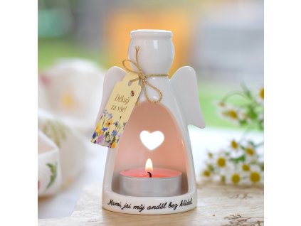 Porcelánový anděl na svíčku - Mami, jsi můj anděl bez křídel.
