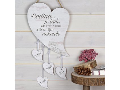 Rodinné srdce Láska nikdy nekončí (na míru) 4 srdce ks
