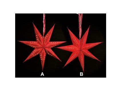 Červená papírová hvězda na zavěšení - 60cm - 2 druhy B