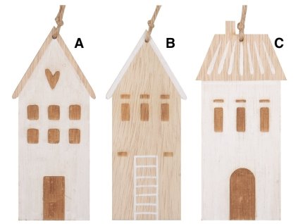 Dřevěný domek na zavěšení přírodní 13 cm C Varianta