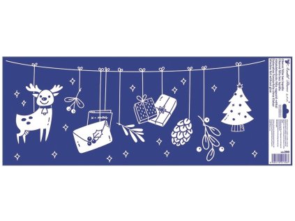 Okenní fólie bílé ozdoby na šňůrce s glitry 60 x 22,5 cm C Varianta