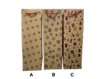Vánoční papírová taška na víno - 36 cm, 3 druhy C Varianta