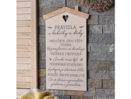 Dekorativní cedulka Pravidla u babičky a dědy