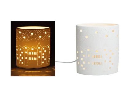 Stolní lampa z porcelánu- městečko