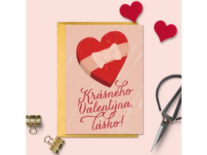 Přání se zlatou obálkou - Krásného Valentýna, lásko!