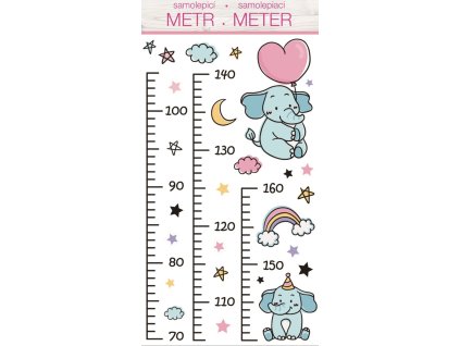 Samolepka dětský metr - sloni, do 160 cm