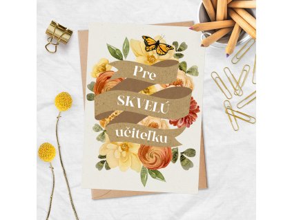 Přání s obálkou -  Pre skvelú učiteľku - SK