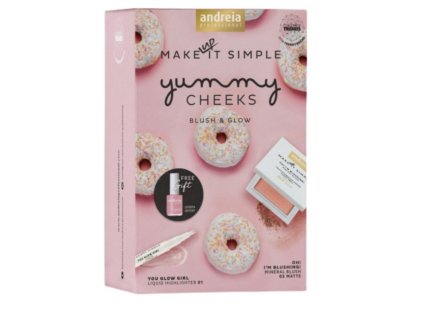 Andreia Dárková sada Yummy Cheeks - minerální tvářenka, rozjasňovač a lak na nehty