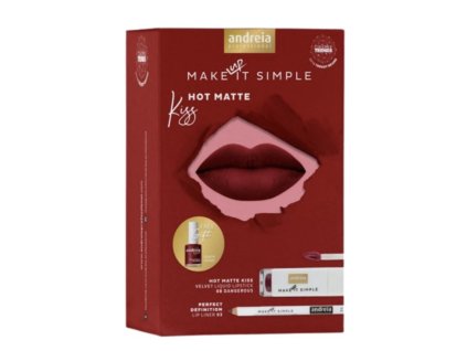 Andreia Dárková sada Hot Matte Kiss - tekutá rtěnka, tužka na rty a lak na nehty